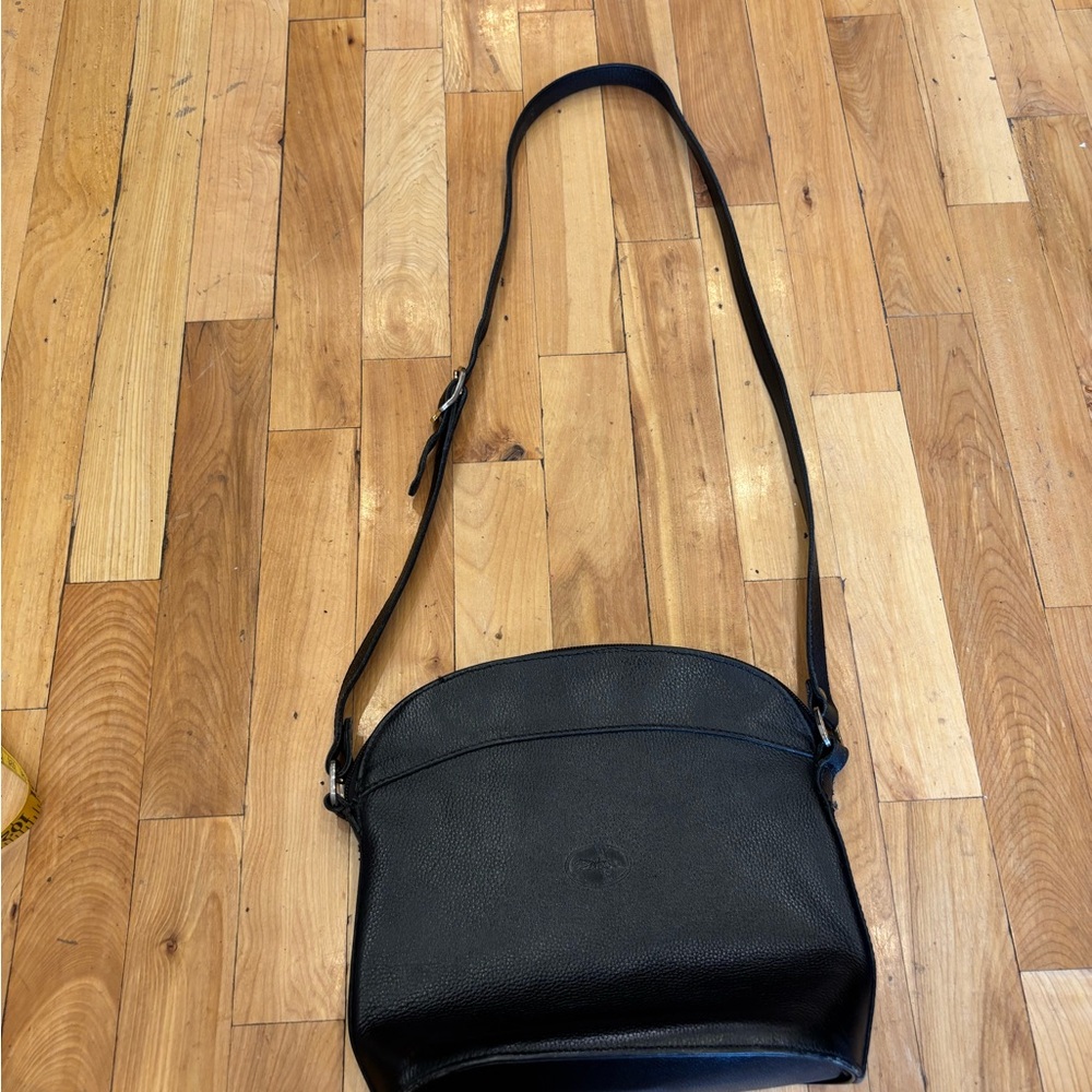 Longchamp black leather crossbody bag